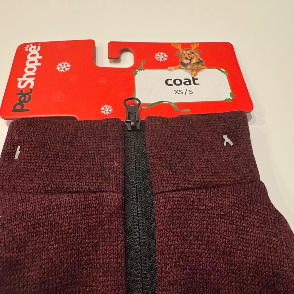 Cozy Maroon Dog Coat - Zip Front Size XS / Small